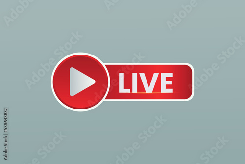 Live button design with play icon vector element