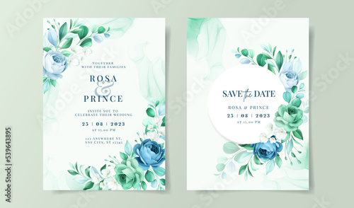 Elegant floral on wedding invitation card template  greenery wedding invitation  floral wedding invitation