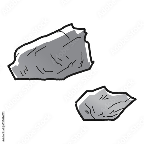岩石のイラスト（白黒）
