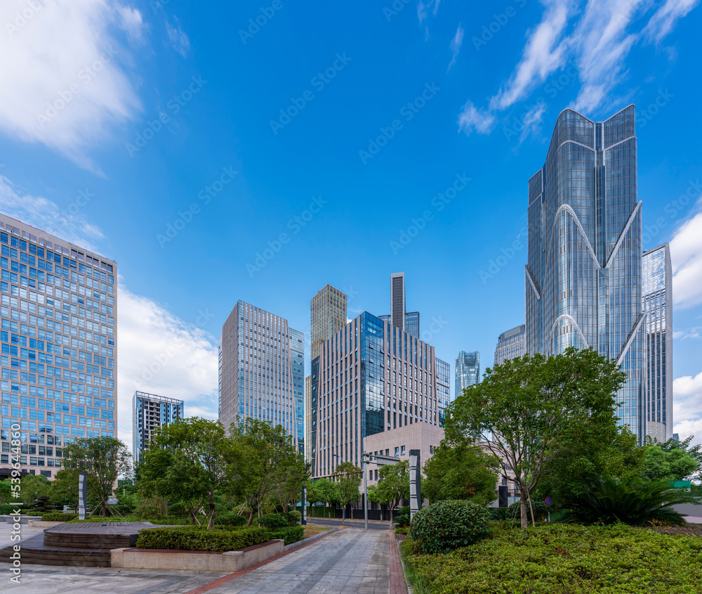 city park with modern building background in shanghai city park with modern building background in shanghai