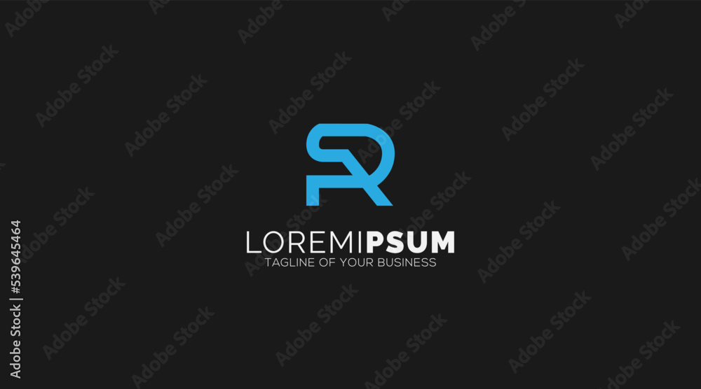 Unique logo design letter R on black background