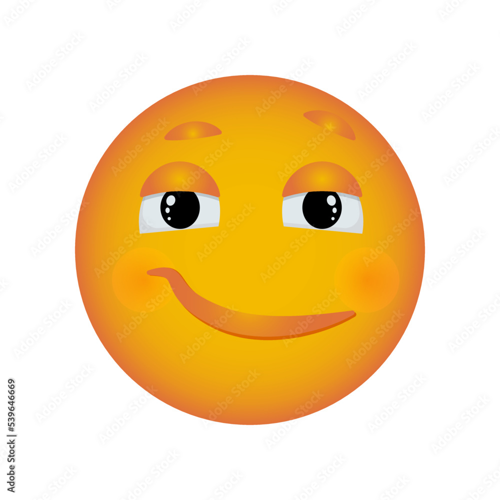 Emoticon with a displeased smile, Emoji reaction to messages for social networks. Vector smiley.