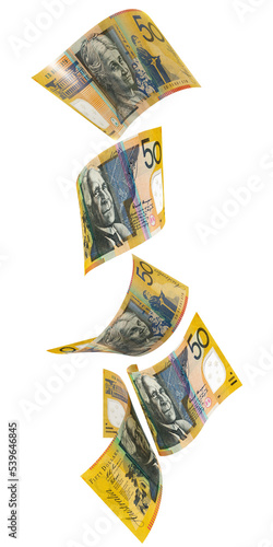 50 Australian Dollars Arranged Vartically
