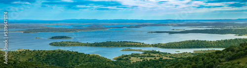 Panoramic countryside landscape with Alqueva lake in Alentejo, Portugal