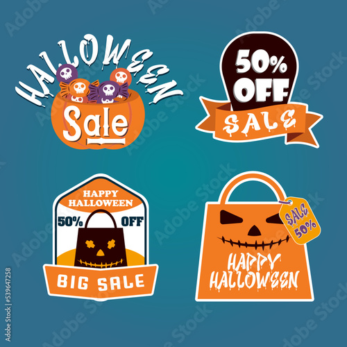 halloween badge set of labels for sale 