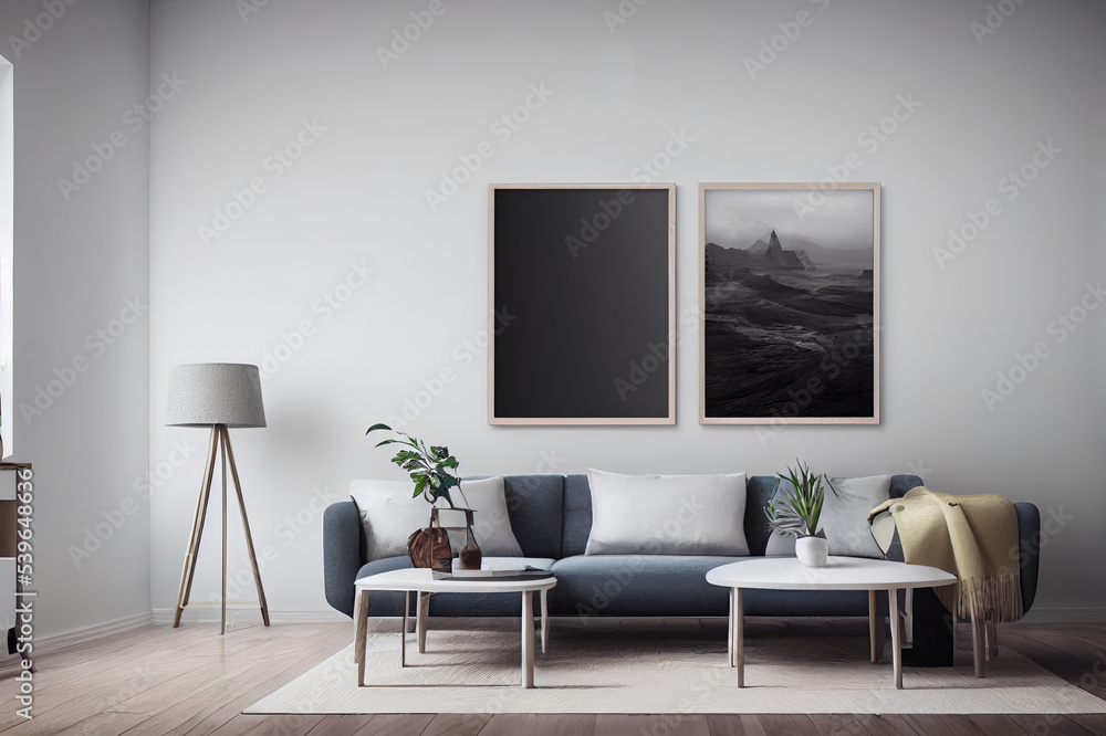 mock up poster frame in modern interior background, living room, Scandinavian style, 3D render, 3D illustration mock up poster frame in modern interior background, living room, Scandinavian style, 3D render, 3D illustration