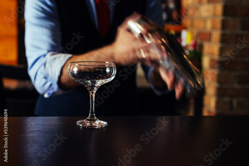 Fotografie Barman shaking cocktails in bar