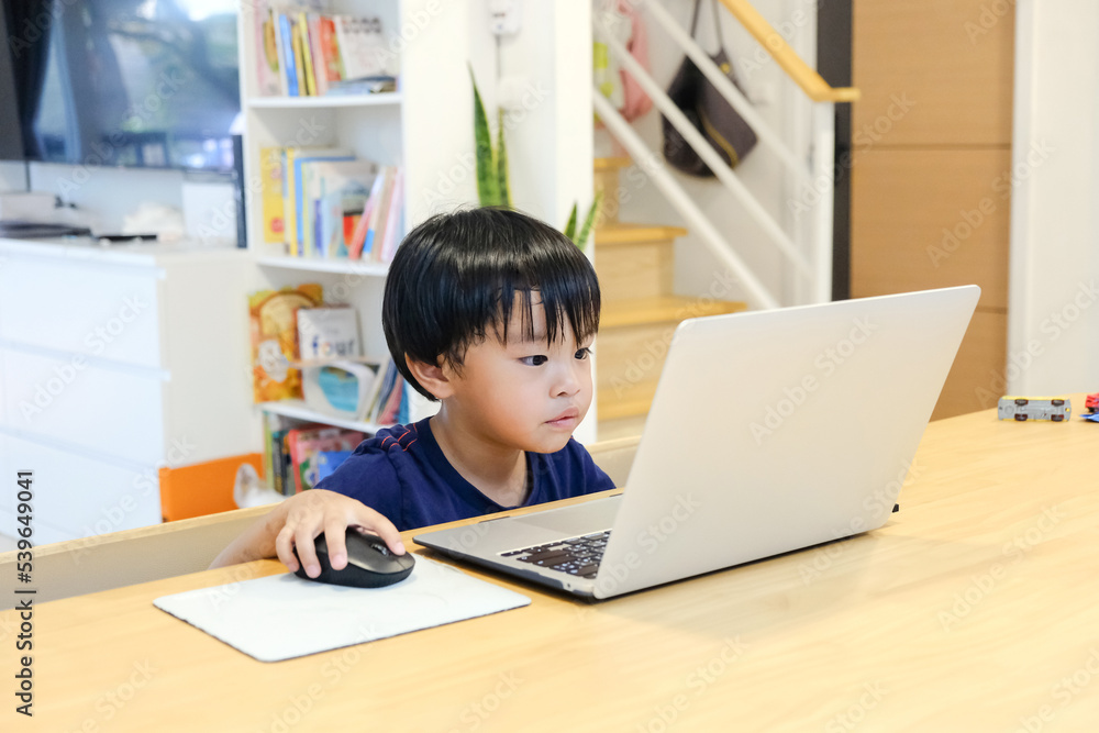 Home school boy learning with Laptop, Studies at Home, Distance Learning Online Education Homeschooling Home school boy learning with Laptop, Studies at Home, Distance Learning Online Education Homeschooling