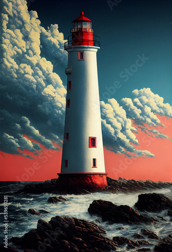 Digital Painting of a Lighthouse on the coast