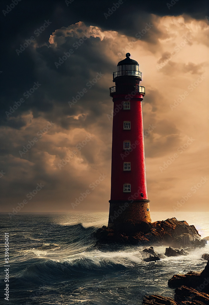 Digital Painting of a Lighthouse on the coast