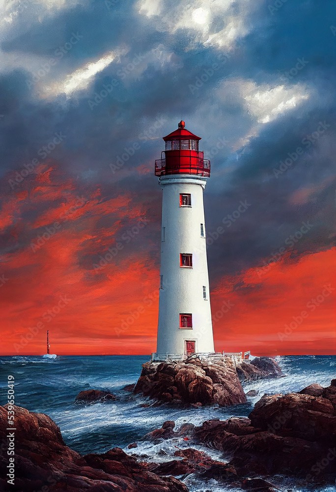 Digital Painting of a Lighthouse on the coast