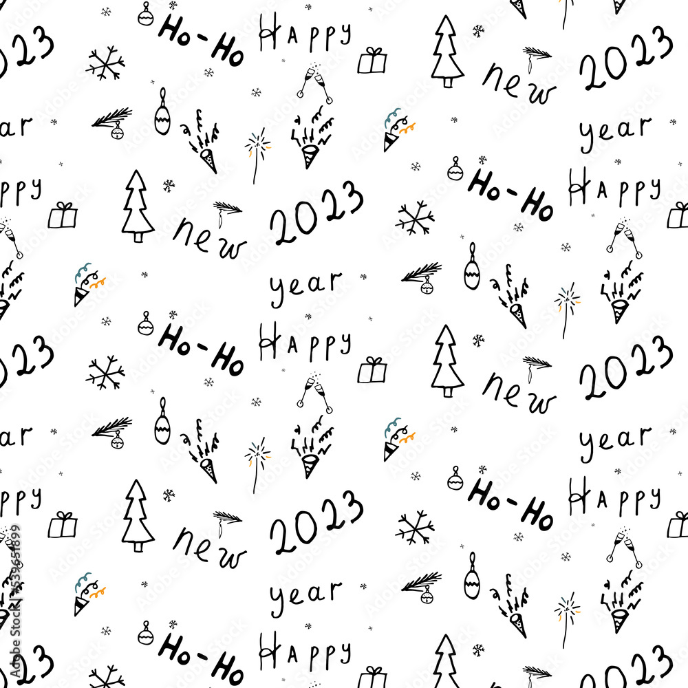 Happy New Year . Pattern . Doodlle . Happy New Year . Pattern . Doodlle .