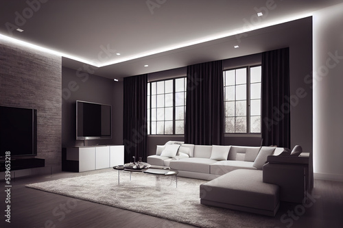 modern living room interior. 3d rendering concept