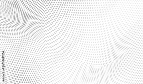 The halftone texture is chaotic monochrome. Abstract black and white waves background of dots. Backdrop for the design of websites, business cards, posters