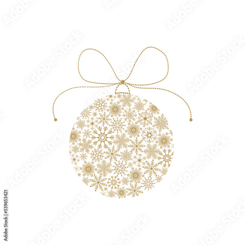 Christmas ball of snowflakes. Christmas ball with a bow. Vector illustration isolated on a white background.