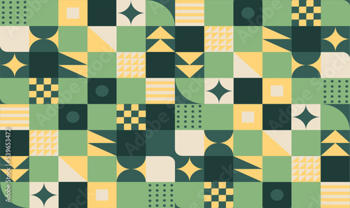 Colorful geometric abstract background in yellow-green color. Modern geometric grid banner bright presentation illustration.
