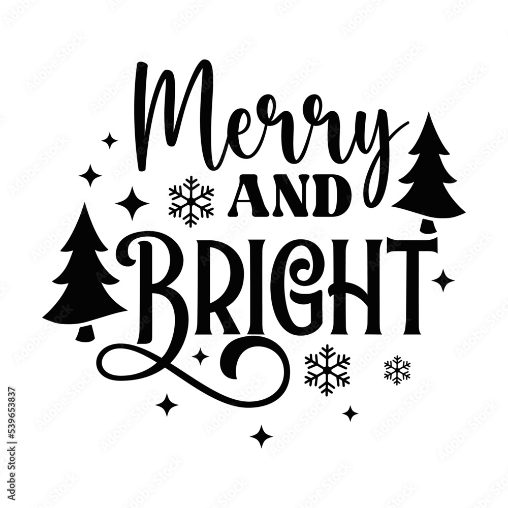 Merry and bright Round Sign SVG
