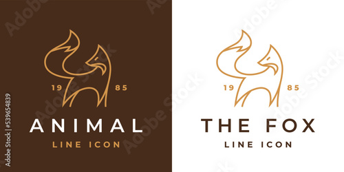 Fox line icon. Wild animal logo. Wildlife emblem. Coyote symbol. Vector illustration.