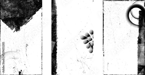 Social media covers with tiny roughen border frames. . grunge style . Post frame stories templates.  Layout for promotion .Media banner .Vector