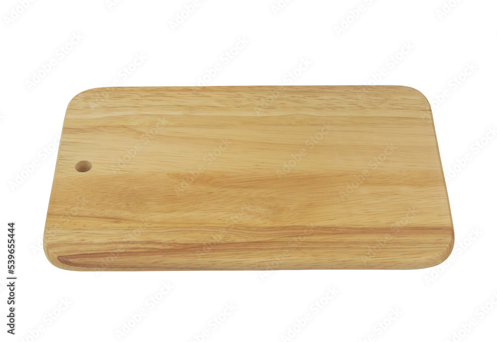 Wooden cutting board isolated on white background.