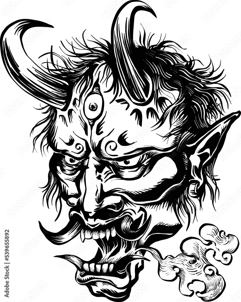 Fototapeta premium Japanese demon tattoo design vectors art