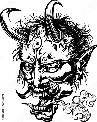 Japanese demon tattoo design vectors art