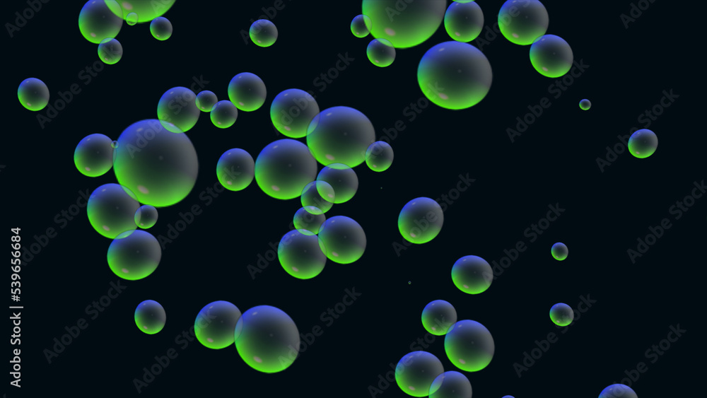 Beautiful optical abstract color bokeh in the darkness background. Nuclear waste bubbles.