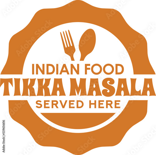 Tikka Masala. Indian Food. Vector Label.