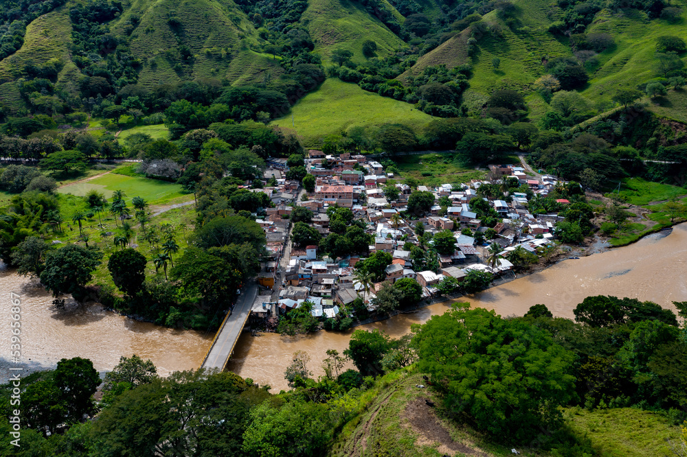 Village Penalisa in Colombia from above 