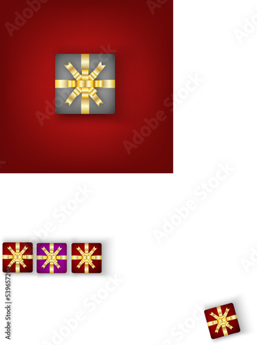 New year and Christmas gift boxes on white background.