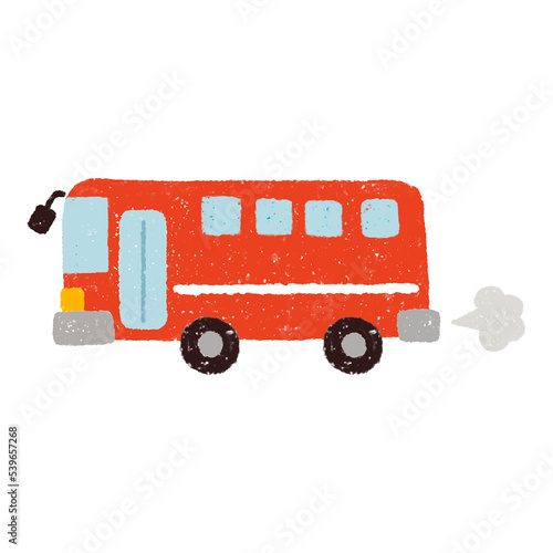 手描きのバス 赤色 PNG