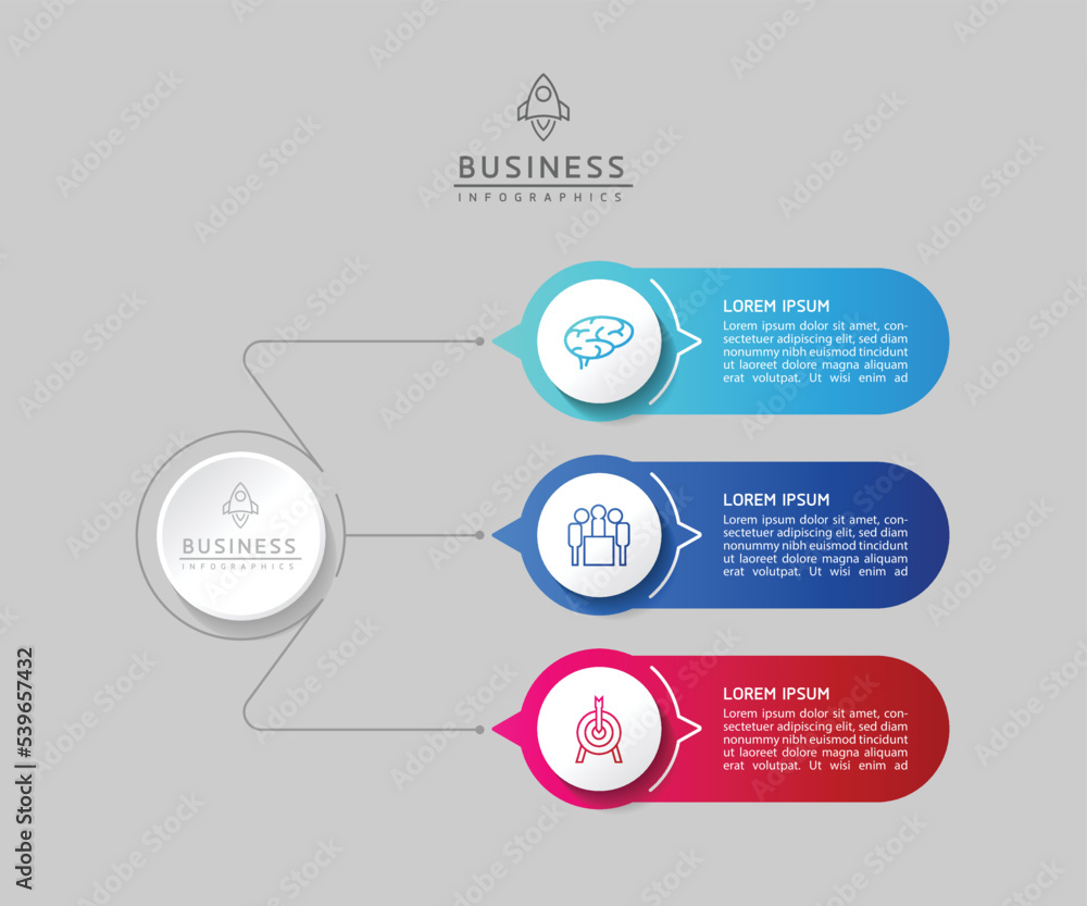 Fototapeta premium Circular Connection Steps business Infographic Template with 3 Element