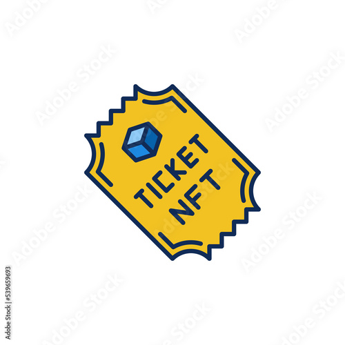 NFT Ticket vector concept colored icon. Non Fungible Token symbol