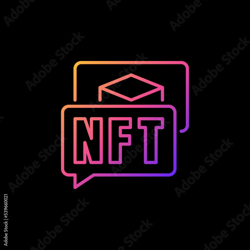 NFT inside Speech Bubbles vector line colorful icon or sign