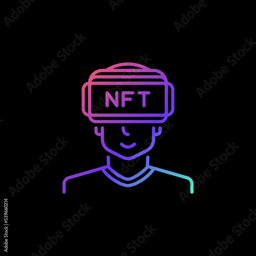 NFT VR vector concept line colorful icon - Virtual Reality sign