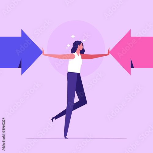 Stop conflict or stop fighting, vector illustration.