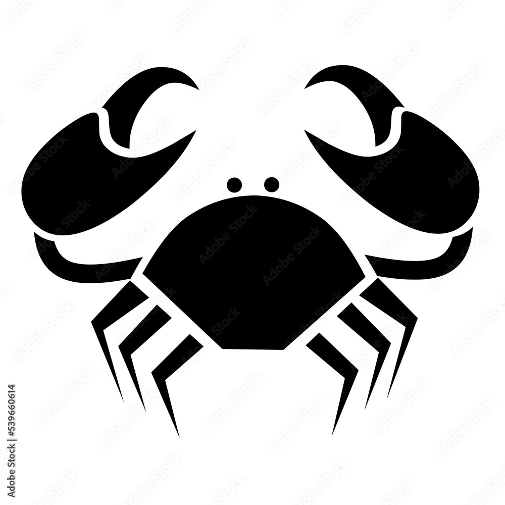 Crab silhouette icon on a white background. Great for seafood logos and marine animal web logos. Vector illustration Crab silhouette icon on a white background. Great for seafood logos and marine animal web logos. Vector illustration