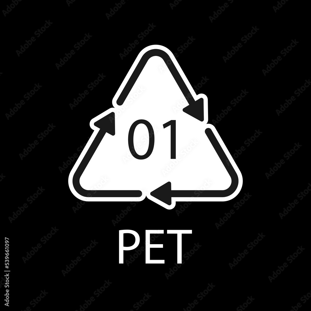 PET 01 recycling code symbol. Plastic recycling vector polyethylene sign.