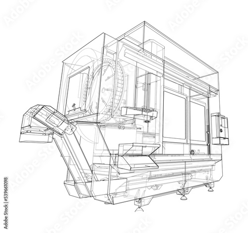 Metalworking CNC milling machine. Vector