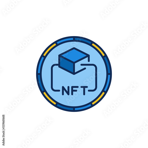 Non-Fungible Token Technology vector concept round colored icon
