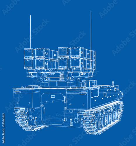 Military track missle system. Vector