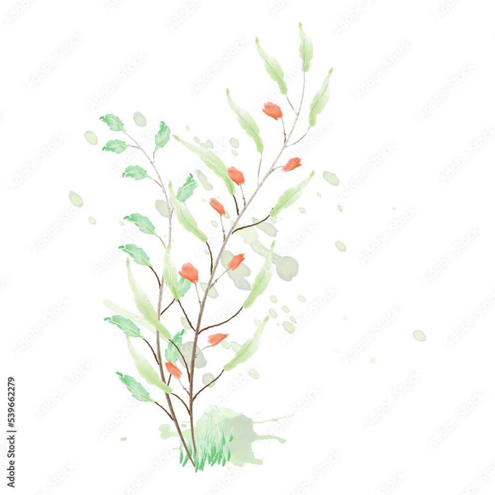 tree with red flowers illustration