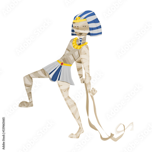 scary pharaoh mummy in bandages and gold monster