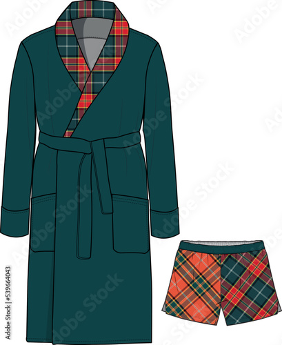 MEN AND BOYS WEAR ROBE COAT AND JOGGER SET VECTOR