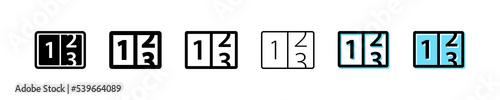 Scoreboard icon. Counter vector symbol. Simple countdown outline signs. Numerical display icons set. Flip number panel tower blue web sign. Mechanic panels, numbering display, number list, score board