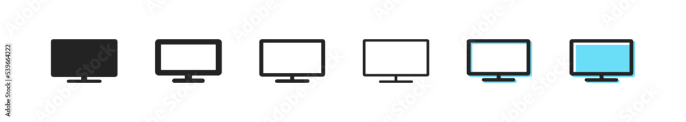 Tv monitor icon. Screen vector symbol. Simple TV outline signs. Television icons set. Computer monitor blue web sign. Digital computer frame. Plasma, pc, desktop, lcd icons Tv monitor icon. Screen vector symbol. Simple TV outline signs. Television icons set. Computer monitor blue web sign. Digital computer frame. Plasma, pc, desktop, lcd icons