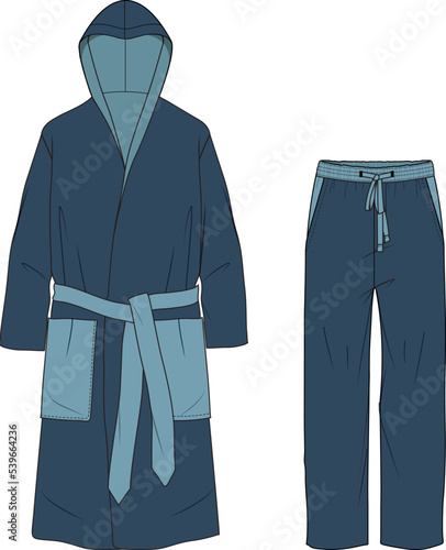 MEN AND BOYS WEAR ROBE COAT AND JOGGER SET VECTOR