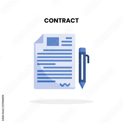 Contract flat icon. Vector illustration on white background. Can used for digital product, presentation, UI and many more.