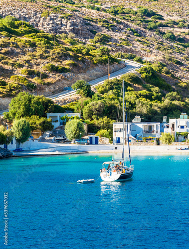 Agathonisi Island beach view in Greece Agothonisi is a small island in Aegean Sea.