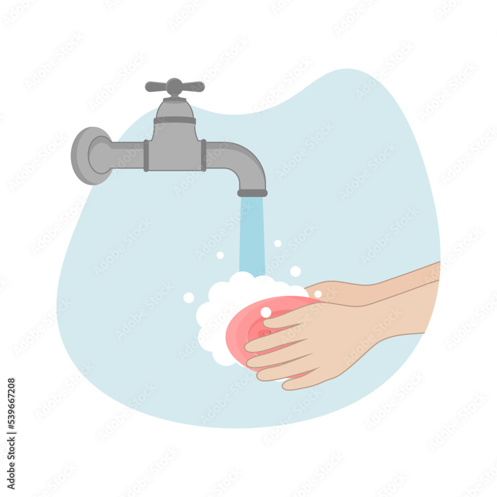 Vector illustration of washing hands with soap